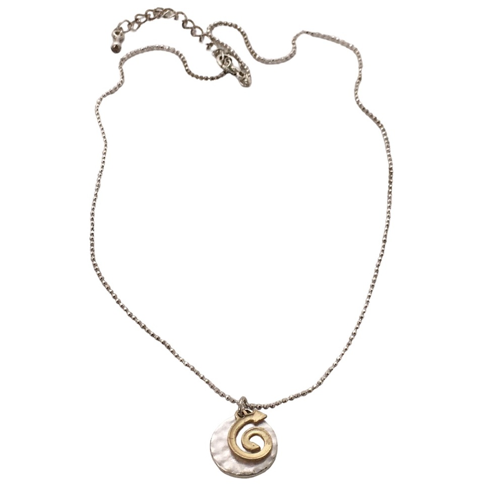 Karma, Maori Koru Spiral Mixed Metal Necklace